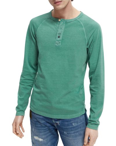 Scotch & Soda Garment-Dyed Organic Cotton Long-Sleeved Shirt - Green