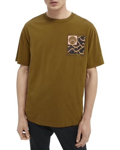 Scotch & Soda Graphic Organic Cotton T-Shirt - Green