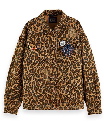 Scotch & Soda Leopard Print Boyfriend Fit Workwear Jacket - Brown