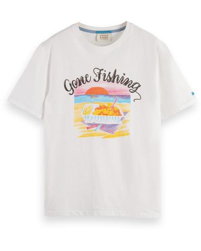 Scotch & Soda 'Gone Fishing Printed T-Shirt - White