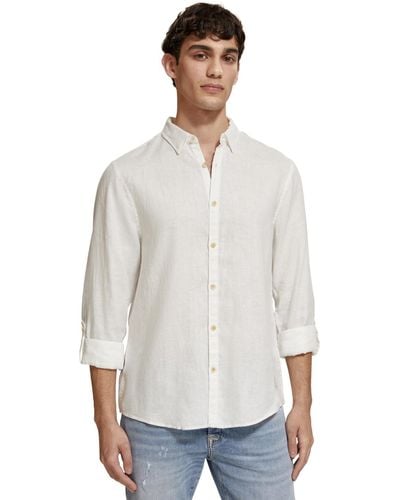 Scotch & Soda Linen Button Down Shirt - White
