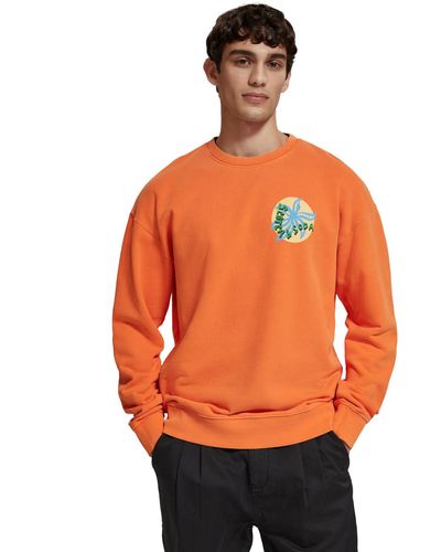 Scotch & Soda 'Garment-Dyed Artwork Sweatshirt - Orange