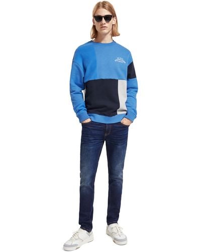 Scotch & Soda 'Relaxed Fit Color Blocking Sweatshirt - Blue