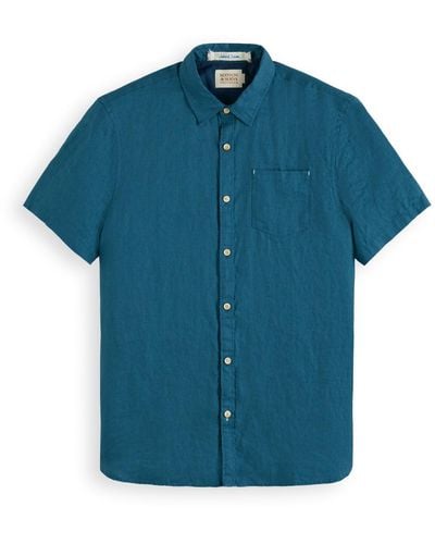 Scotch & Soda 'Short Sleeve Linen Shirt - Blue