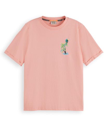Scotch & Soda Relaxed Fit Graphic T-Shirt - Pink
