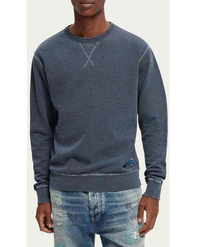 Scotch & Soda Garment-dyed Sweater Met Structuur - Blauw