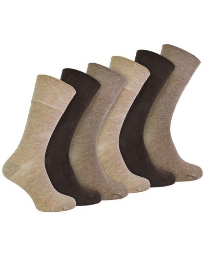 IOMI 6 Pack Diabetic Bamboo Socks - Brown