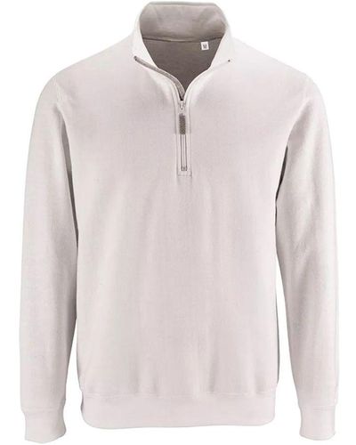 Sol's Stan Contrast Zip Neck Sweatshirt () - White