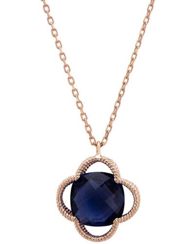 LÁTELITA London Open Clover Flower Gemstone Necklace Rosegold Amethyst - Blue