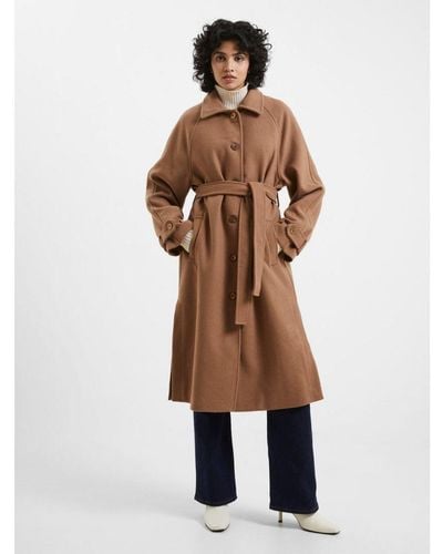 French Connection Fawn Felt Coat - Brown