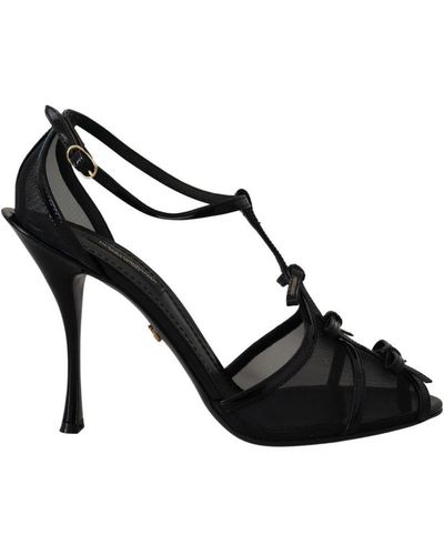 Dolce & Gabbana Black Stiletto High Heels Sandals Shoes Calfskin
