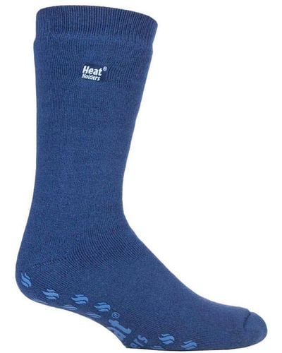 IOMI Ladies Thick 3.1 Tog Non Slip Grip Slipper Socks For Raynauds - Blue