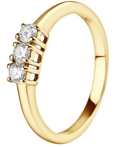 Diadema Ring Trilogy Bezet Met Diamanten 0,24 Cts Claws Geel Goud 18 Karaat - Metallic