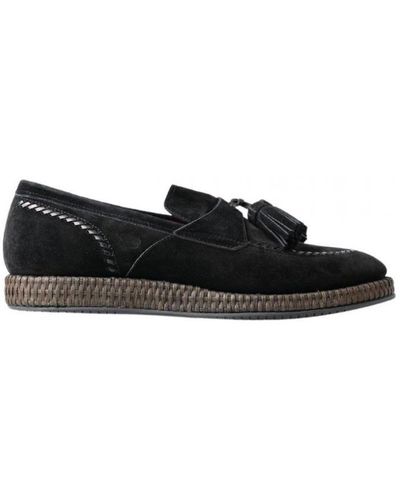 Dolce & Gabbana Suede Leather Casual Espadrille Shoes - Black