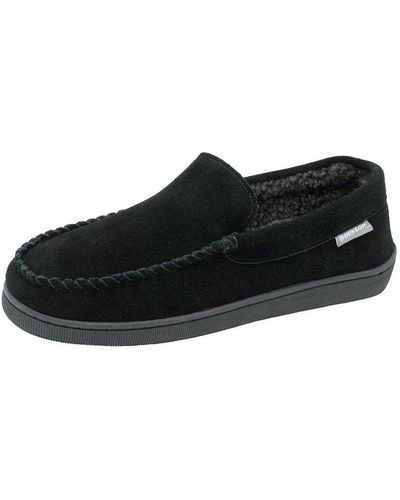 Dunlop Nathan Suede Leather Slippers - Black