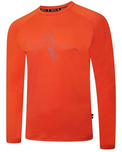 Dare 2b Righteous Ii Mountain Climbing Recycled Long-Sleeved T-Shirt (Burnt) - Red