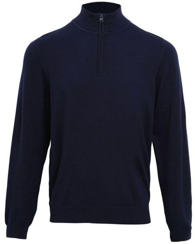 PREMIER Rits Sweatshirt Met Halsopening (marine) - Blauw
