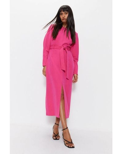 Warehouse Tailored Midi Dress - Pink