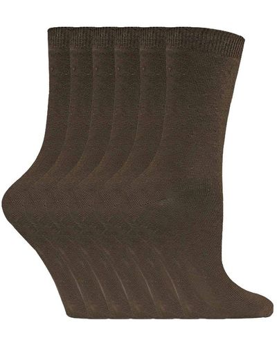 Sock Snob Set Van 6 Effen, Casual Katoenen Sokken - Bruin