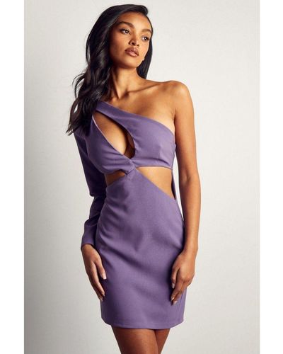MissPap Premium Asymmetric Cut Out Mini Dress - Purple