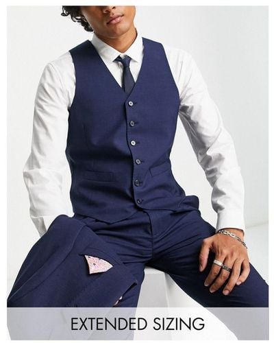 Noak Premium Wool-Rich Skinny Suit Waistcoat - Blue