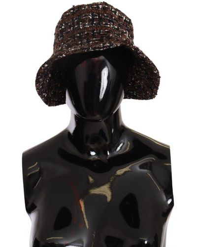 Dolce & Gabbana Multicolour Fabric Woven Wide Brim Bucket Hat - Black