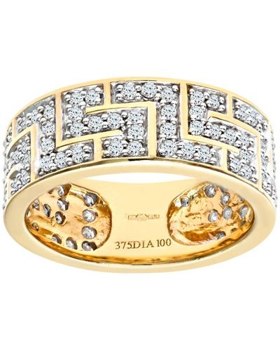 DIAMANT L'ÉTERNEL 9ct Yellow Gold 1ct Diamond Greek Key Ring - Metallic