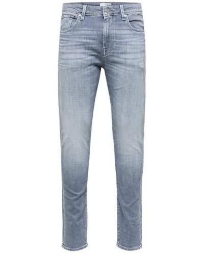 SELECTED Slim Fit Jeans Slhleon Grijs - Blauw