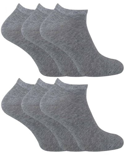 Sock Snob 6 Pack Cotton Low Cut Quarter Gym / Trainer Socks - Grey