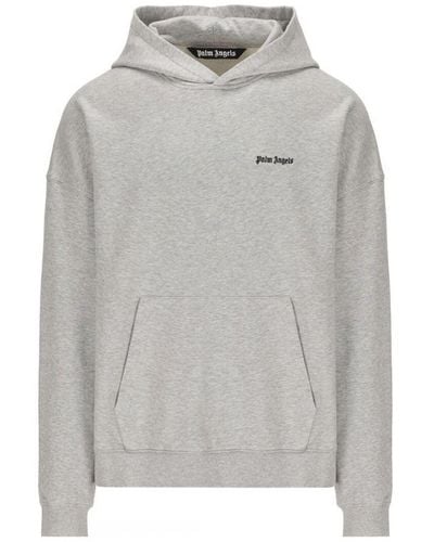 Palm Angels Embroidered Logo Grey Hoodie - Grijs