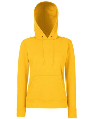 Fruit Of The Loom Ladies Lady Fit Hooded Sweatshirt / Hoodie - Yellow