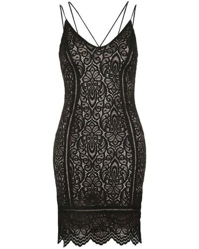 TOPSHOP Lace Strappy Plunge Dress - Black