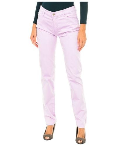 Armani Long Stretch Fabric Trousers 3y5j18-5nxxz Woman Cotton - Pink