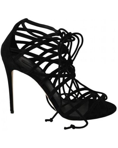 Dolce & Gabbana Suede Strap Stilettos Sandals - Black