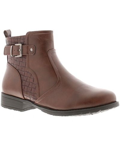 Platino Ankle Boots Priss Zip Fastening Brown