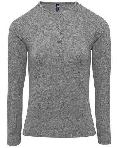 PREMIER Ladies Marl Roll Sleeve T-Shirt ( Marl) - Grey