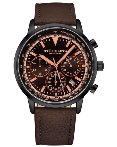 Stuhrling Monaco Chronograph With Tachymeter Quartz 3986L 44Mm Watch - Brown