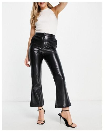 ASOS Leather Look Kickflare Trouser - White