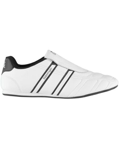 Slazenger Warrior Trainers Slip On Leather Sports Shoes Footwear - White