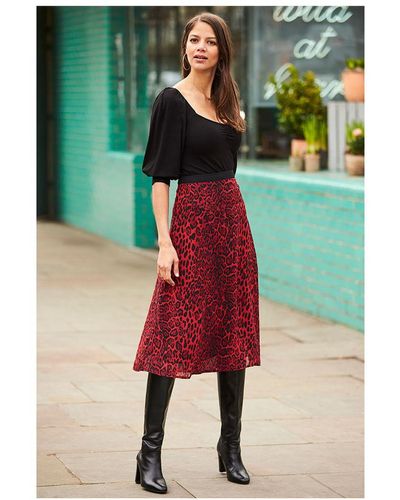 Sosandar Leopard Print Midi Skirt - Green