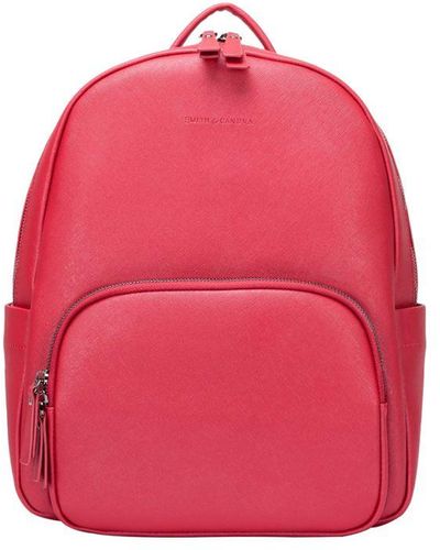 Smith & Canova Saffiano Leather Zip Around Backpack - Pink