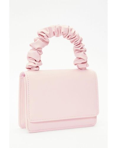 Quiz Pink Faux Leather Ruched Bag