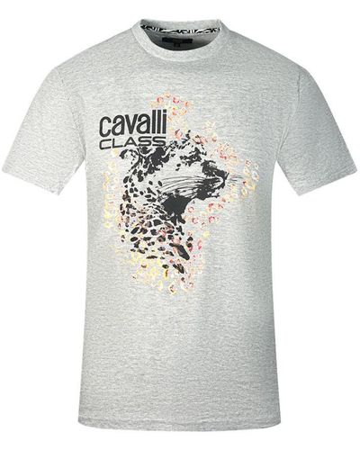 Class Roberto Cavalli Leopard Profile Design T-Shirt Cotton - White