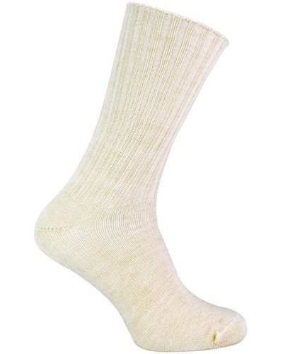 The Highland Sock Co Luxe Mohair Angora Wol Geribbelde Sokken | Uniseks - Wit