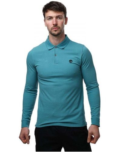 Timberland Millers River Ls Slim Polo Shirt - Blue