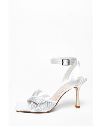 Quiz Bridal Diamante Twist Heeled Sandals - White