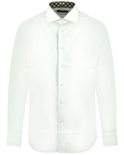 Aquascutum Check Trim Shirt Cotton - White