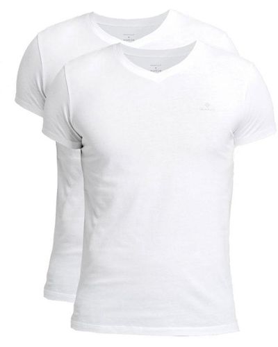 GANT Men's 2 Pack V-neck T-shirt In White - Wit