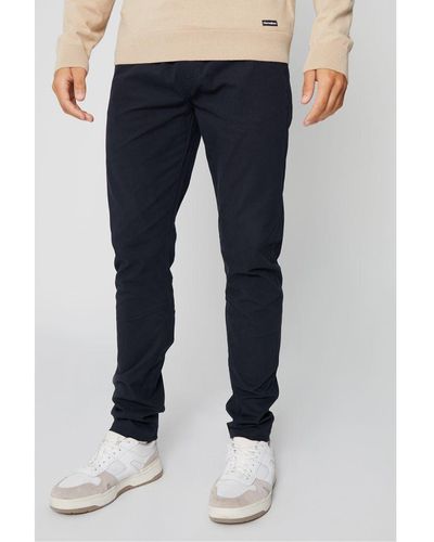 Threadbare 'Cory' Slim Fit Pull-On Chino Trousers - Blue