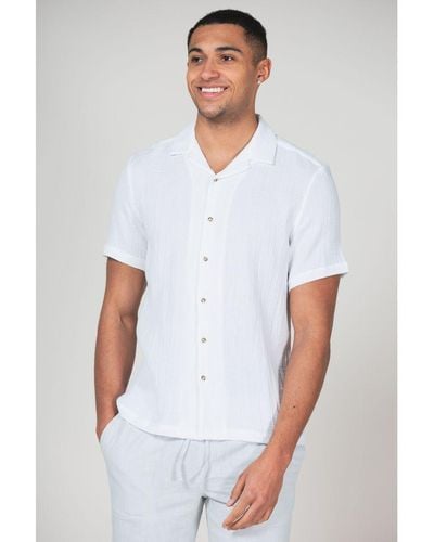 Nordam 'Adio' Cotton Short Sleeve Button-Up Printed Shirt - White